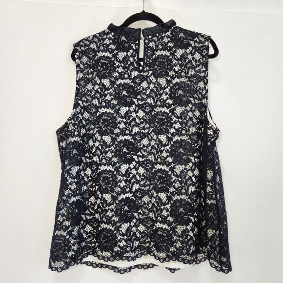 THE LIMITED Plus Sleeveless Ruffle Lace Top Size 2X Black/White Color LIKE NEW! - Picture 4 of 16